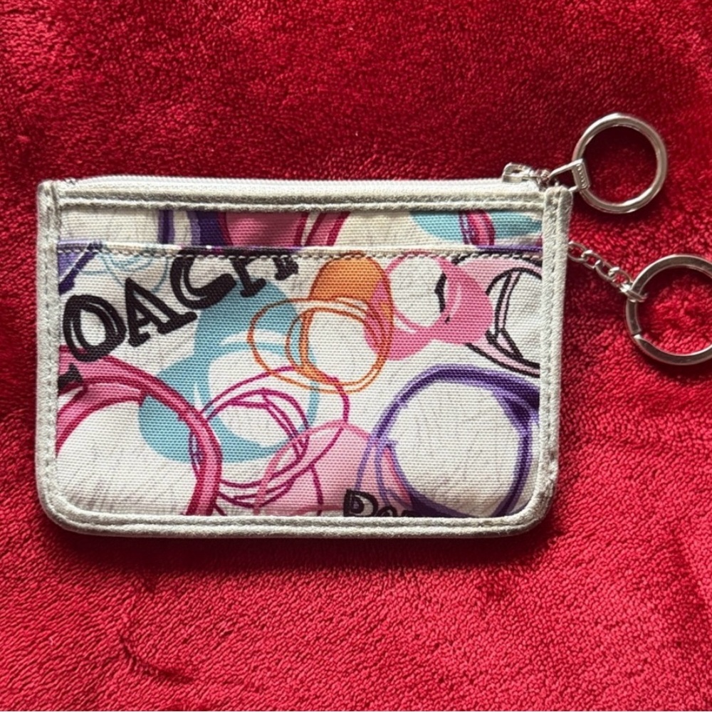 COACH POPPY GRAFFITI CARD CASE KEYCHAIN